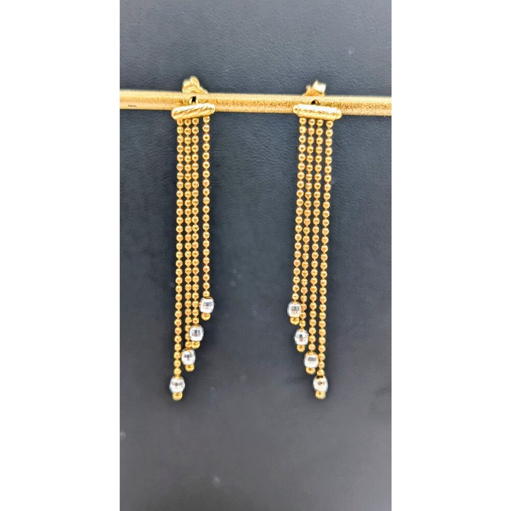 18K Gold RCI Roberto Coin Graduated Chain Dangle Two Tone Pierced Earrings 3.71g